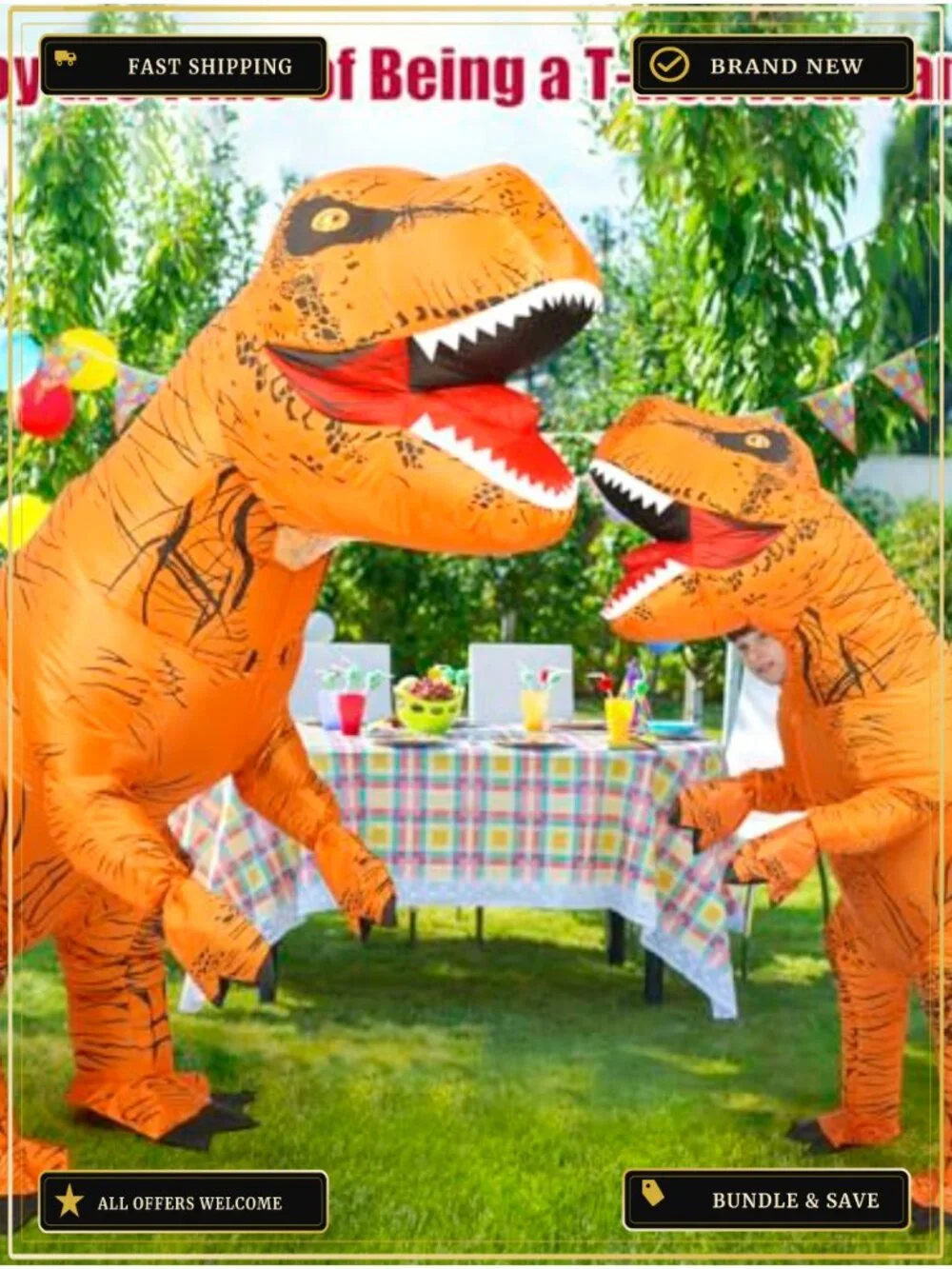 Inflatable T-Rex Dinosaur Costume Polyester Halloween Cosplay Themed Parties